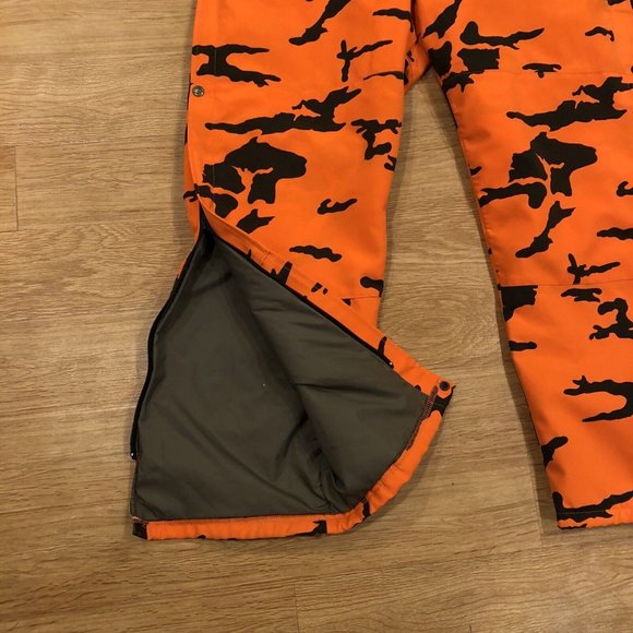 Columbia VINTAGE Gore Tex Thinsulate Men Medium Orange Camo Hunting Bib Overalls - Picture 5 of 9